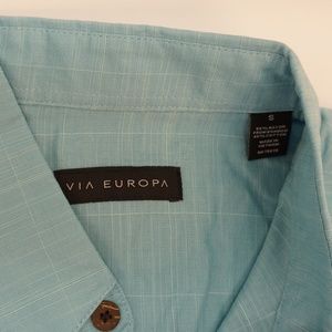Via Europa Shirts - Via Europa Short Sleeve Rayon Blend Shirt Teal Via Europa Shirts - Via Europa Short Sleeve Rayon Blend Shirt Teal